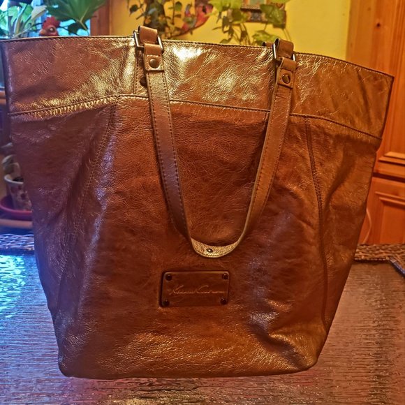 Kenneth Cole Dark Gold Leather Tote - Picture 1 of 13